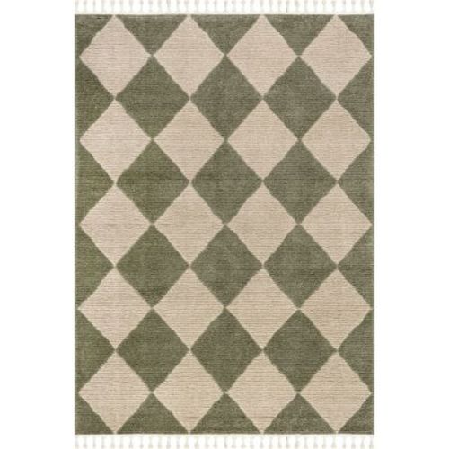 Nuloom Marissa High/Low Diamond Tassel Area Rug, 5' 3" x 7' 6", Green