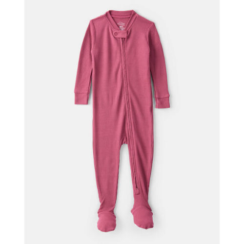 Baby Girl PurelySoft Long-Sleeve 2-Way Zip 1-Piece Pajamas - Pink - Carter's | Carter's