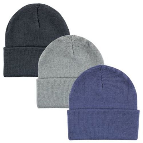 Hudson Baby Infant Family Knit Cuffed Beanie 3pk, Bijou Blue, Infant Toddler