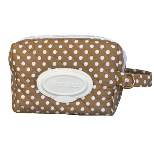 Brown polka dot Nappy/baby wipe bag – Maezyandco