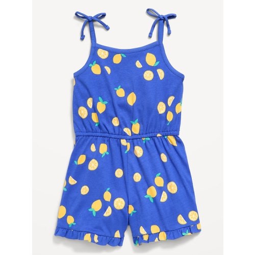 Printed Sleeveless Tie-Bow Romper for Toddler Girls