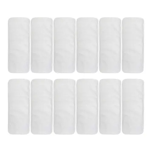 ALVABABY 12pcs Microfiber Inserts,Soft Cloth Diaper Liner,3-Layer Absorbent Inserts,Reusable for Baby Cloth Diapers 12T