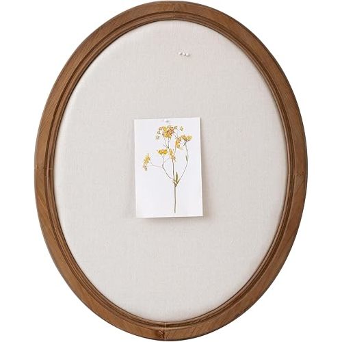 SOFE Oval Framed Linen Bulletin Board, Unique Fabric Pin Boards for Walls, 21 x 17 Inches Hanging Vision Board, Message Display Notice Memory Board for Office Home and School with Pins