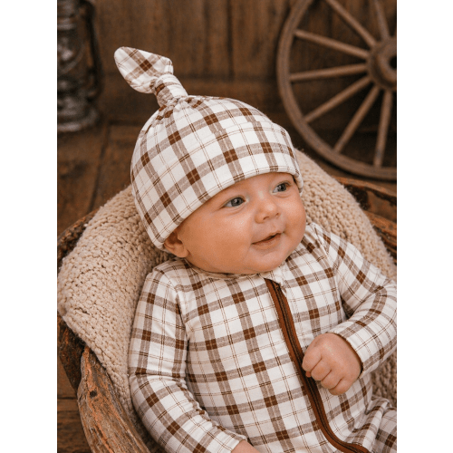 Western Cowboy Homestead Plaid Bamboo Baby Hat | Soft & Breathable – SpearmintLOVE