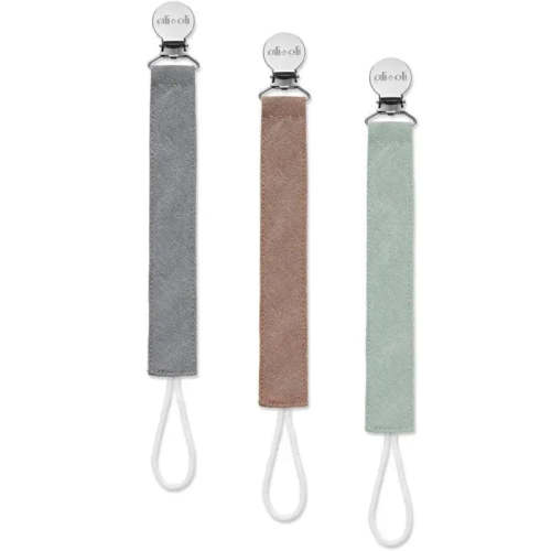 Ali + Oli - 3Pk Pacifier Clip Linen, Forest