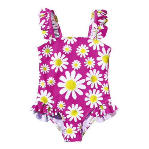 Toddler Girl One Piece Swimsuit Floral Prints Swimwear Bathing Suit Size 18-24 Months
