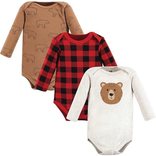Hudson Baby baby-boys Cotton Long-sleeve Bodysuits 3-pack