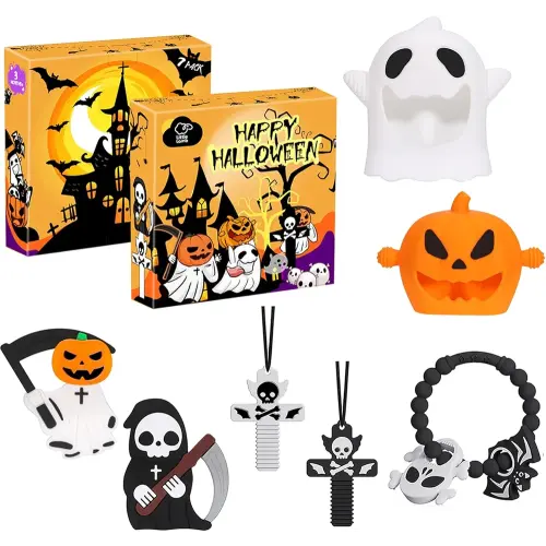 Halloween Baby Teething Toys Set 7Pack: Teething Mittens, Ring & Flat Teethers, Sensory Chew Necklaces – Ideal Gift for Newborns, Infants & Toddlers – Perfect Baby’s First Halloween Basket Stuffer