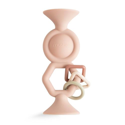 mushie HexaPop Suction Toy | Toddler Sensory Toy for Nursery and Play (Blush)