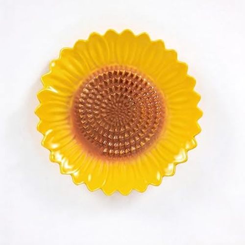 Sunflower-Shaped 2pcs Ceramic Grater Plate & Spoon Rest for Stove Top, 2-in-1 Ginger Garlic Grater with Spoon Holder, Multifunctional Kitchen Utensil Rest & Grater Dish, Farmhouse Kitchen Decor
