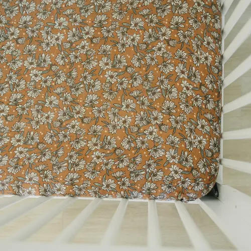 Mebie Baby Magnolia Floral Fitted Crib Sheet - 100% Cotton Muslin, Soft & Breathable - Boho Botanical Nursery – Project Nursery