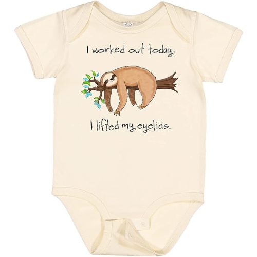 inktastic I Worked Out Today. I Lifted My Eyelids- Cute Sloth on a Baby Bodysuit