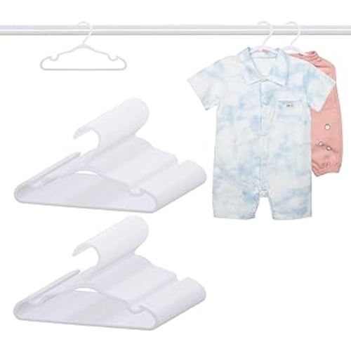 100 Pack White Baby Hangers 11.42 Inch - Kids Non-Slip Clothes Hangers for Infant & Child, Durable Plastic Children's Hangers for Closet, Pants, Coats, Skirts