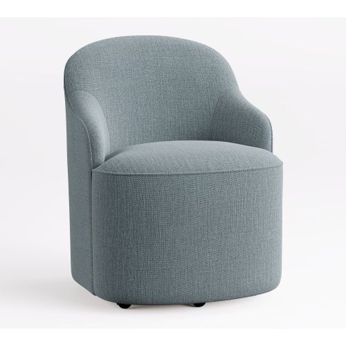 Jamie Upholstered Desk Chair, Performance Rustic Linen Chambray