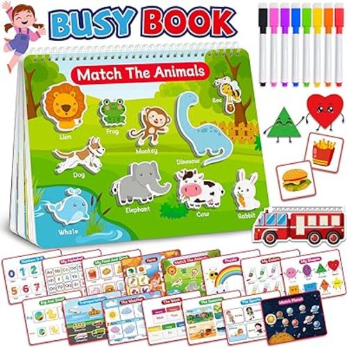 Benresive Montessori Busy Book for Toddlers 3-5, Preschool Learning Activities, Tracing Activity Coloring Books for Kids Ages 3-5, Educational Toys Gifts, Autism Sensory Travel Toys for Toddlers