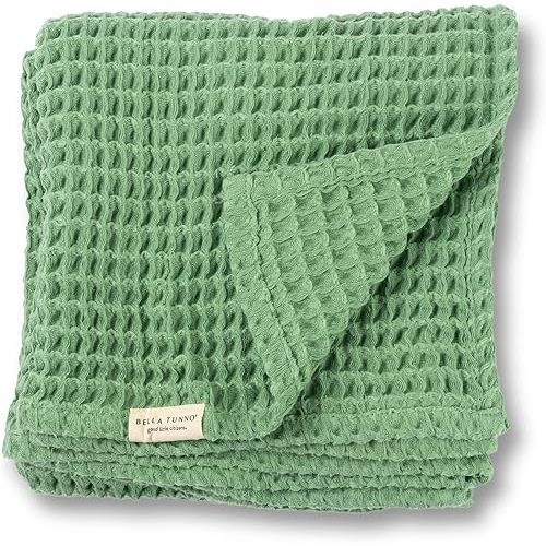 Bella Tunno Waffle Baby Blanket, 100% Cotton, Soft, Breathable & Lightweight, 40" x 40" Swaddle Blanket for Newborns, Infants, Boys & Girls, Cozy Throw for Crib, Stroller, Travel & Nursery (Sea Foam)