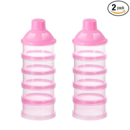 Accmor Formula Dispenser On The Go, 5 Compartments Stackable Formula Container for Travel, Baby Milk Powder Kids Snack Container, BPA Free