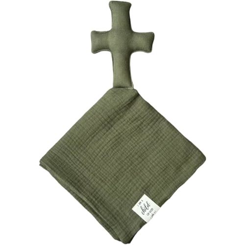 Cross Lovey, Cross Security Blanket, Christian Lovey, Christian Baby Gift, Baptism Gift, Easter Gift, Newborn Baby Gift, Blessing Blanket, Christian Gift (Olive)