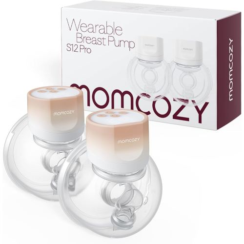 Momcozy Hands-Free Breast Pump S12 Pro, Wearable & Portable Pump with Soft DoubleFit Flange, 3 Modes | 9 Levels Double Electric Pump, Smart Display, 24mm, 2 Pack, Cozy Orange