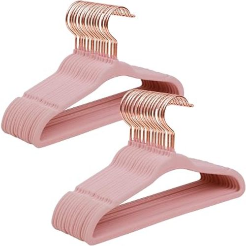 ManGotree Baby Velvet Hangers with Swivel Rose Gold Hook 30 Pack Light Pink