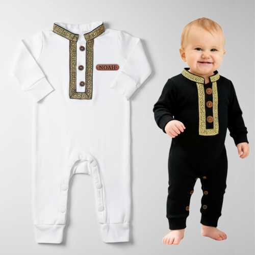 Baby suit & Eid Wear, First Ramadan Gift, Baby Gift, Ramadan onesie Romper, Elegant Muslim Baby Outfit,  Custom Name Tag for Baby Shower,