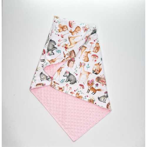 Woodland New Baby Girl Blanket, Personalized Baby Shower Gift, Customized Newborn Girl Fawn Blanket or Lovey, Pink Woodland Blanket or lovey