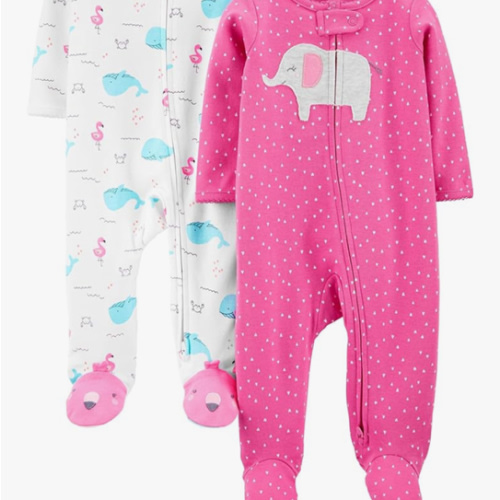 Simple Joys by Carter's Baby Girls' Cotton Footed Sleep and Play, Pack of 2