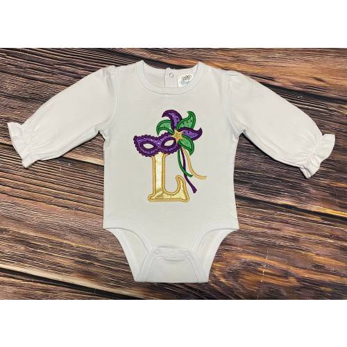 Embroidered Mardi Gras shirt, Baby girl bodysuit, girl shirt, toddler mardi gras shirt, cute mardi gras ruffle shirt, first Mardi Gras