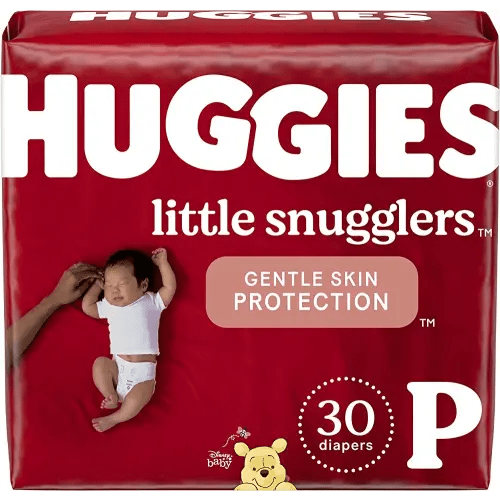HUGGIES Little Snugglers Baby Diapers, Size Preemie, 30 Count, Convenience Pack (Packaging May Vary)