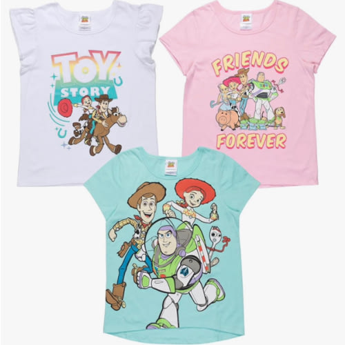 Disney Toy Story Girls 3 Pack T-Shirts Toddler to Big Kid