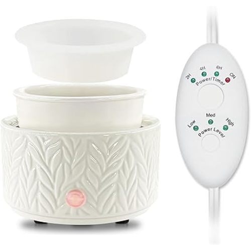 Wax Melt Warmer with Timer-3-in-1 Wax Melter Burner with Silicone Liner, Fragrance Warmer for Scented Candles, Wax Tarts, Essential Oils to Freshen Home Office, Auto Shut Off & Temperature Adjustment