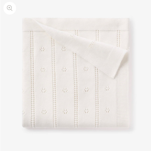 Cream Pointelle Knit Baby Blanket