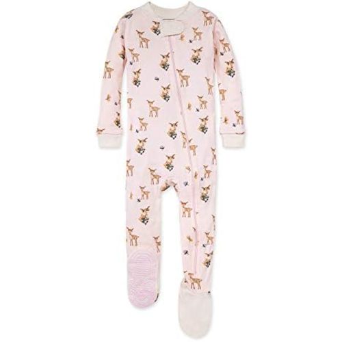 Burt's Bees Baby Baby Girls Sleeper Pajamas, 100% Organic Cotton, One-piece PJs, Diagonal Zip Up Jumpsuit, Snug Fit Footie
