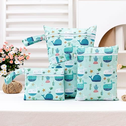3 Set Wet Bag Storage Bag Zipper Waterproof Washable Travel Bags, Beach, Pool, Gym Bag for Cloth Diaper, Swimsuits & Wet Clothes (EF696)