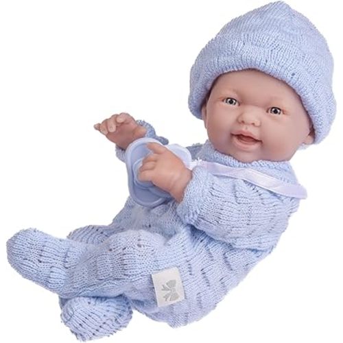 JC Toys - Mini La Newborn First Day | Anatomically Correct Real Boy Baby Doll | 9.5" All-Vinyl | Includes Knit Outfit, Hat and Pacifier | Designed by Berenguer | Ages 2+