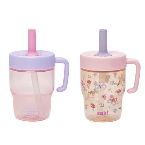 Zak Designs, Kids Sippy Cups, Pink, Leak-Proof, 10 oz 2-Pack