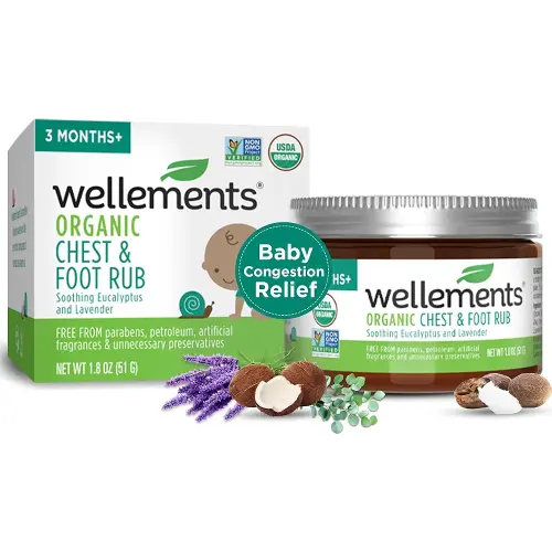 Wellements Organic Baby Chest & Foot Rub for 3 Months+ (1.8 Fl Oz) | Soothes & Comforts | Baby congestion relief* with Eucalyptus and Lavender | Free From Petroleum, Menthol and Artificial Fragrance
