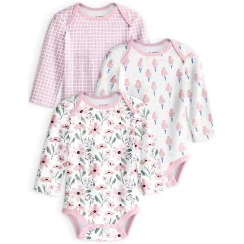 Yoofoss Baby Bodysuits 100% Organic Cotton Baby Onesie Long Sleeve Baby Boys Girls Clothes Soft Newborn Infant Romper, 3 Pack