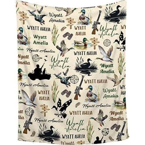 Personalized Mallard Duck Blanket,Customized Duck Hunting Name Blanket,Custom Mallard Blanket with Name for Boy Girl,Waterfowl Duck Baby Receiving Blanket,Mallard Hunter Wildlife Gift Blanket 30"x40"
