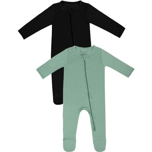 Jimonda Bamboo Baby Pajamas,Unisex Boys Girls One-Piece Footies,Long Sleeve Sleepers 2-Way Zip closure Romper