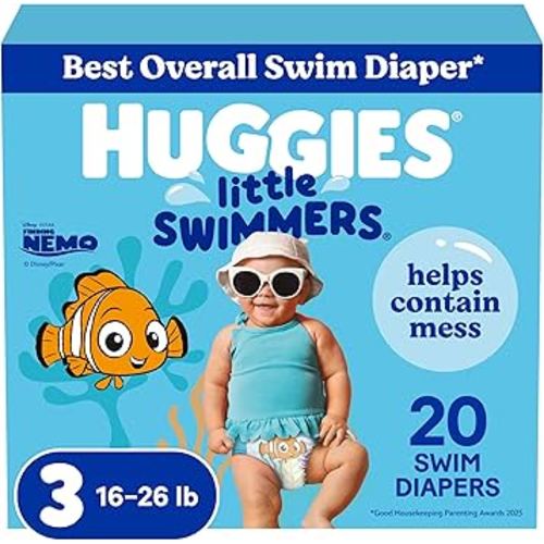 Huggies Little Swimmers Disposable Swim Diapers, Size 3 (16-26 lbs), 20 Ct