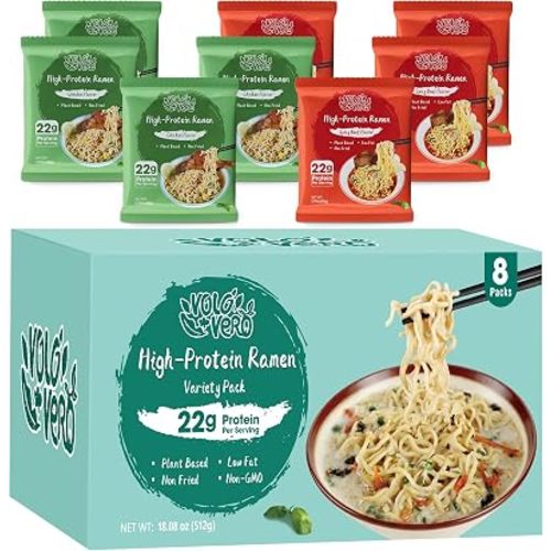 VOLO VERO High Protein Ramen Noodles Variety Pack, 22g Plant Protein, Vegan