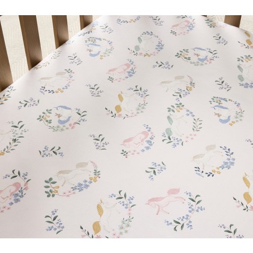 Unicorn Garden Organic Cotton Crib Fitted Sheet