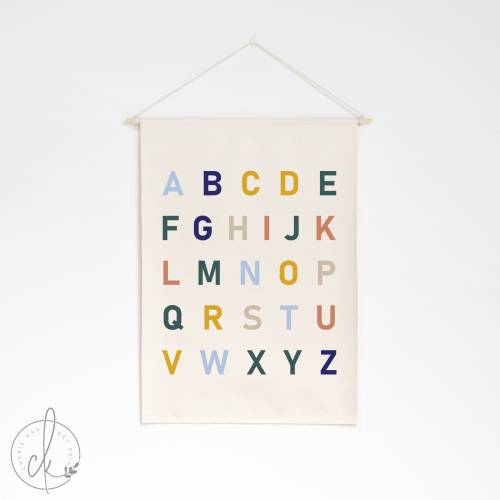 ABC Sign | Alphabet Sign | Dowel Rod Canvas | Fabric Wall Hanging | Home School Decor | Kids Room Decor | Classroom Decor