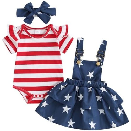 Mubineo Baby Girl Summer Clothes Cute Outfits Short Sleeve Romper Overall Skirt Dress Headband 3PCS Newborn Outfit