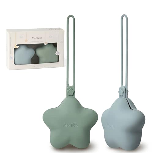 Moonkie Silicone Pacifier Holder Case, Cute Portable Pacifier Storage Case, 2 Pack