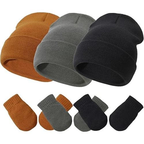 Baby Hats and Mittens Set Infant Toddler Beanie Caps Hospital Hat Set Newborn Gloves for Baby Boys Girls