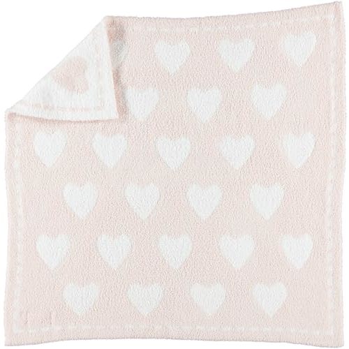 Barefoot Dreams® CozyChic® Dream Receiving Blanket, Pink-White Hearts, 30"x30"