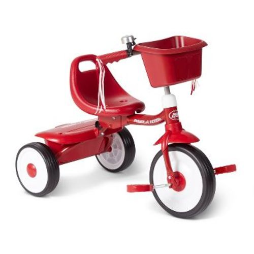Radio Flyer Fold 2 Go Trike with Bucket: Steel Frame, Plastic Pedals, Ages 1.5-3 Years