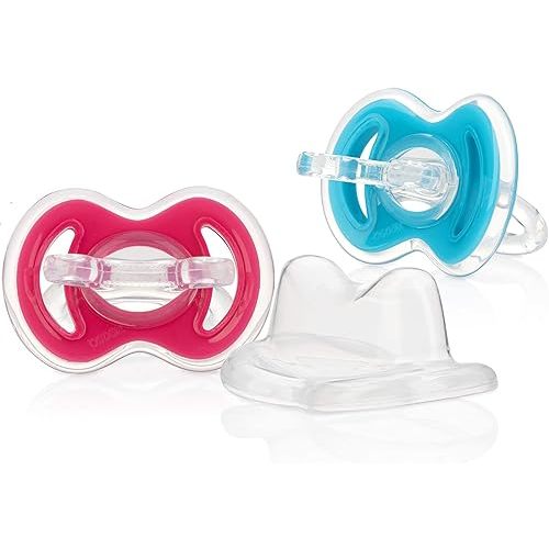 Nuby 2-Pack Gum-EEZ Pacifier Teethers, Pink/Aqua